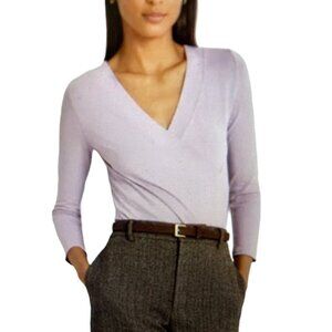 NWT Lauren Ralph Lauren Womens L Purple 3/4 Sleeve Wrap Ruched Blouse S P